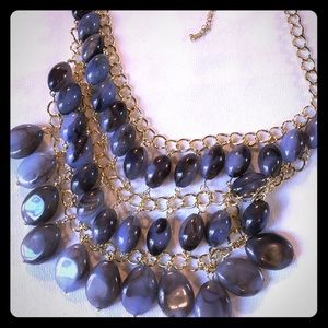 Faux Purple Stone Boho glam necklace & Earrings